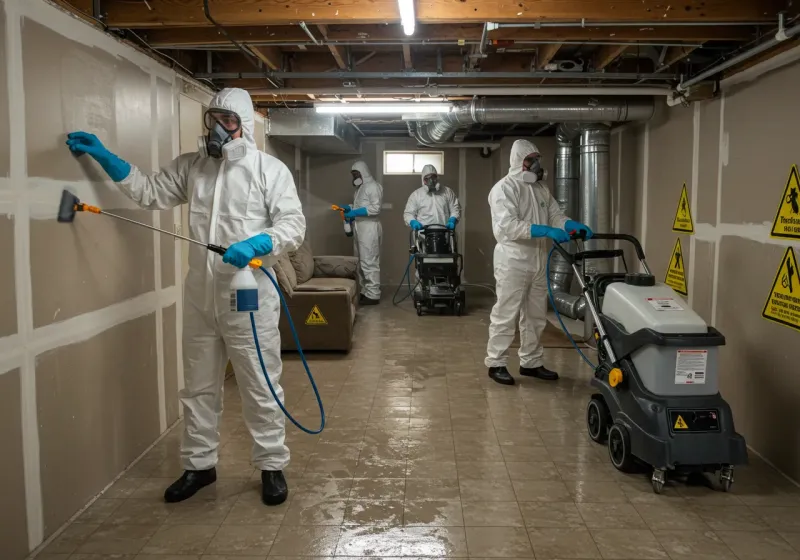 Basement Moisture Removal and Structural Drying process in Sunman, IN